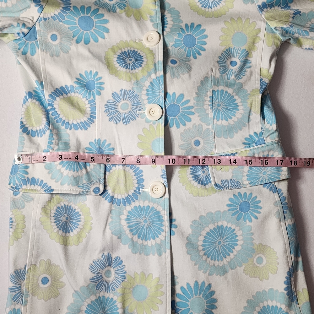 1 Madison Blue Green Floral Trench Coat - Picture 7 of 13